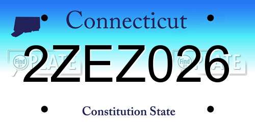 2ZEZ026 Connecticut License Plate