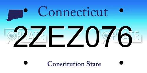 2ZEZ076 Connecticut License Plate