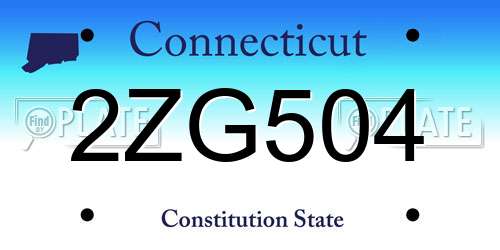 2ZG504 Connecticut License Plate