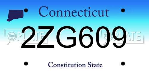 2ZG609 Connecticut License Plate