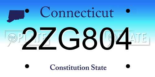 2ZG804 Connecticut License Plate
