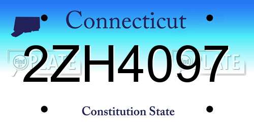 2ZH4097 Connecticut License Plate