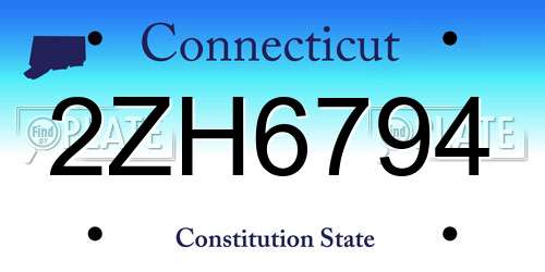 2ZH6794 Connecticut License Plate