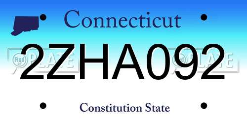 2ZHA092 Connecticut License Plate