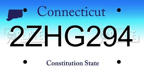 2ZHG294 Connecticut License Plate