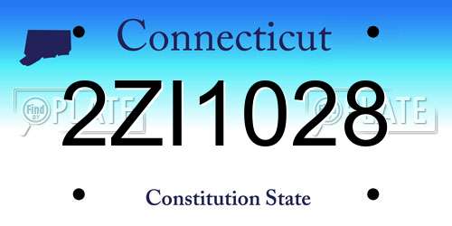 2ZI1028 Connecticut License Plate