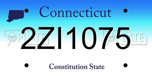 2ZI1075 Connecticut License Plate