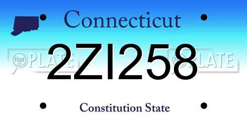 2ZI258 Connecticut License Plate