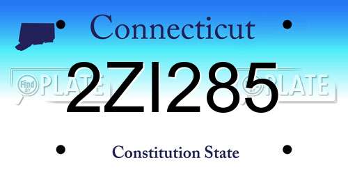 2ZI285 Connecticut License Plate