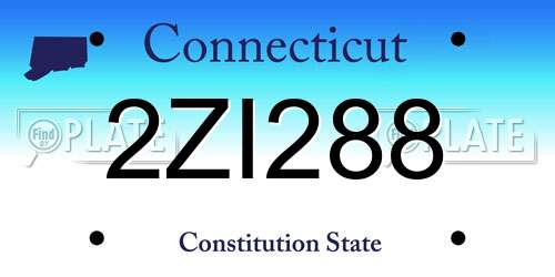 2ZI288 Connecticut License Plate