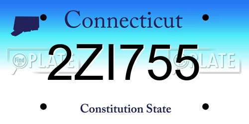 2ZI755 Connecticut License Plate