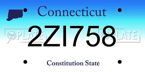 2ZI758 Connecticut License Plate