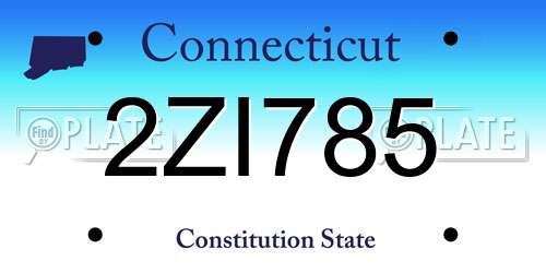 2ZI785 Connecticut License Plate