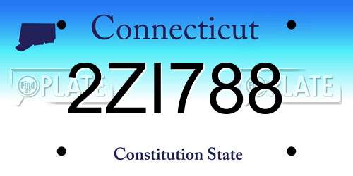 2ZI788 Connecticut License Plate