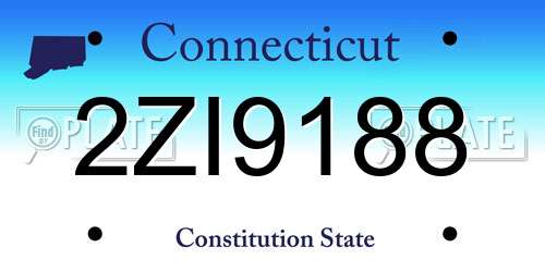 2ZI9188 Connecticut License Plate