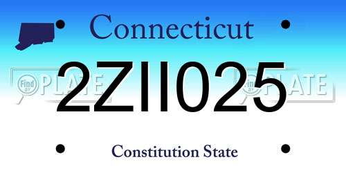 2ZII025 Connecticut License Plate