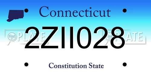 2ZII028 Connecticut License Plate