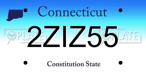 2ZIZ55 Connecticut License Plate