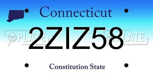 2ZIZ58 Connecticut License Plate