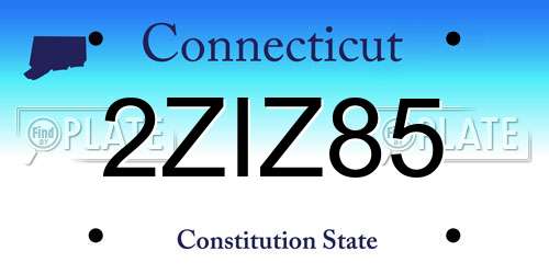 2ZIZ85 Connecticut License Plate