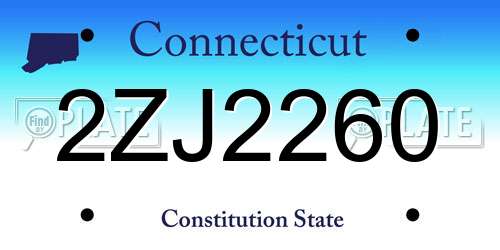 2ZJ2260 Connecticut License Plate