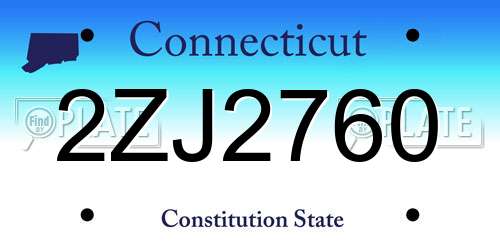 2ZJ2760 Connecticut License Plate