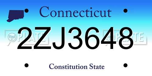 2ZJ3648 Connecticut License Plate