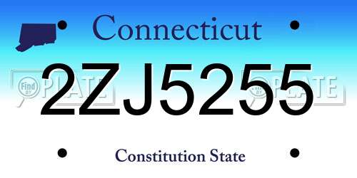 2ZJ5255 Connecticut License Plate