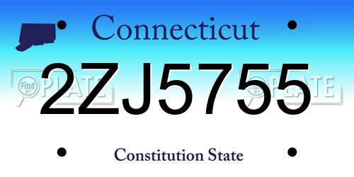 2ZJ5755 Connecticut License Plate