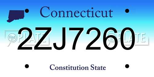 2ZJ7260 Connecticut License Plate