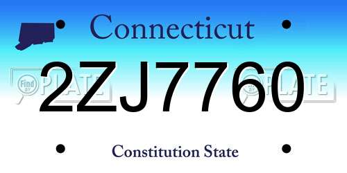 2ZJ7760 Connecticut License Plate