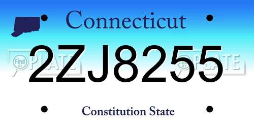2ZJ8255 Connecticut License Plate