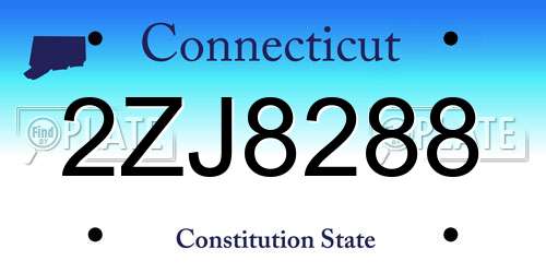 2ZJ8288 Connecticut License Plate