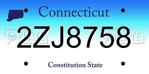 2ZJ8758 Connecticut License Plate