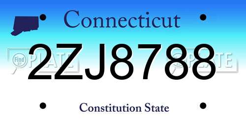 2ZJ8788 Connecticut License Plate