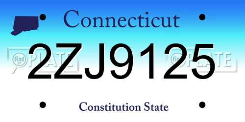 2ZJ9125 Connecticut License Plate