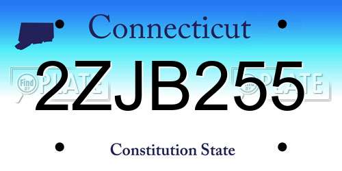 2ZJB255 Connecticut License Plate
