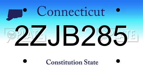 2ZJB285 Connecticut License Plate