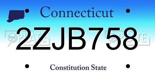 2ZJB758 Connecticut License Plate