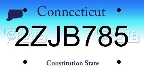 2ZJB785 Connecticut License Plate