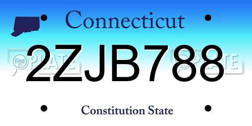 2ZJB788 Connecticut License Plate