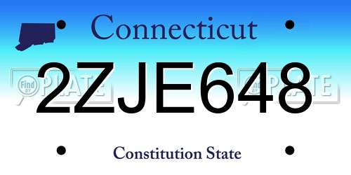 2ZJE648 Connecticut License Plate