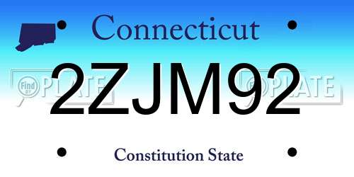 2ZJM92 Connecticut License Plate