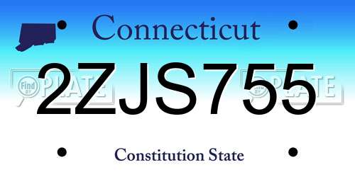2ZJS755 Connecticut License Plate