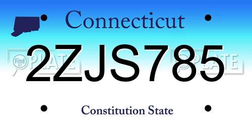 2ZJS785 Connecticut License Plate