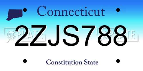 2ZJS788 Connecticut License Plate