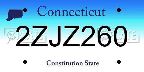 2ZJZ260 Connecticut License Plate