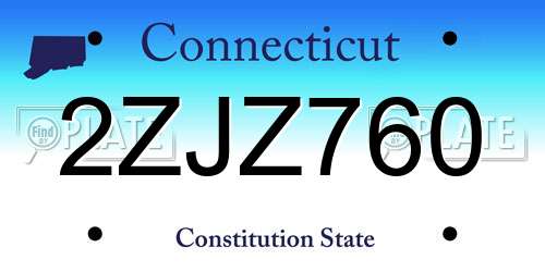 2ZJZ760 Connecticut License Plate