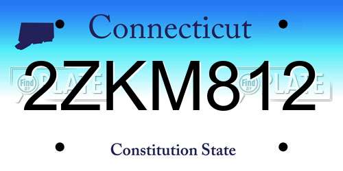 2ZKM812 Connecticut License Plate