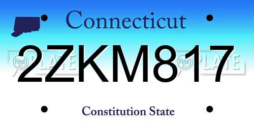 2ZKM817 Connecticut License Plate